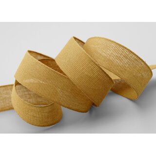 20 m x 25 mm Baumwollband Uni SENF Hellbraun Dekoband aus 100% Baumwolle umweltfreundlich biologisch abbaubar natrlich