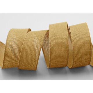 20 m x 25 mm Baumwollband Uni SENF Hellbraun Dekoband aus 100% Baumwolle umweltfreundlich biologisch abbaubar natrlich