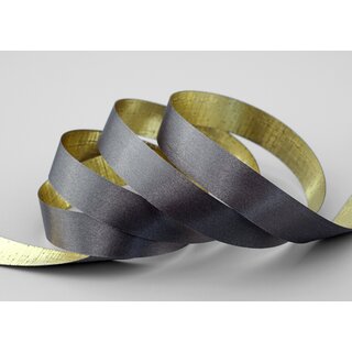 3 m x 15 mm Satinband Zweiseitig ANTHRAZIT Gold glnzende Innenseite Schleifenband aus Satin ohne Draht Geschenkband Dekoband 