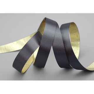 3 m x 15 mm Satinband Zweiseitig ANTHRAZIT Gold glnzende Innenseite Schleifenband aus Satin ohne Draht Geschenkband Dekoband 
