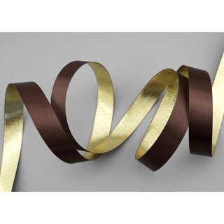 3 m x 15 mm Satinband Zweiseitig DUNKELBRAUN Gold glnzende Innenseite Braun Schleifenband aus Satin ohne Draht Geschenkband Dekoband