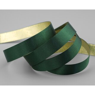 3 m x 15 mm Satinband Zweiseitig DUNKELGRN Gold glnzende Innenseite Grn Schleifenband aus Satin ohne Draht Geschenkband Dekoband 