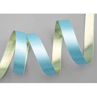 3 m x 15 mm Satinband Zweiseitig HELLBLAU Gold glnzende Innenseite Schleifenband aus Satin ohne Draht Geschenkband Dekoband 
