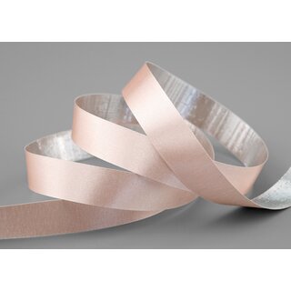 3 m x 15 mm Satinband Zweiseitig HELLROSA Apricot Silber glnzende Innenseite Schleifenband aus Satin ohne Draht Geschenkband Dekoband 