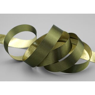 3 m x 15 mm Satinband Zweiseitig OLIV Gold glnzende Innenseite Grn Schleifenband aus Satin ohne Draht Geschenkband Dekoband 