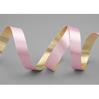 3 m x 15 mm Satinband Zweiseitig ROSA Gold glnzende Innenseite Schleifenband aus Satin ohne Draht Geschenkband Dekoband 