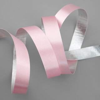 3 m x 15 mm Satinband Zweiseitig ROSA Silber glnzende Innenseite Schleifenband aus Satin ohne Draht Geschenkband Dekoband 