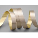 3 m x 15 mm Satinband Zweiseitig TAUPE Gold glnzende...