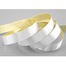 3 m x 15 mm Satinband Zweiseitig WEISS Gold glnzende...