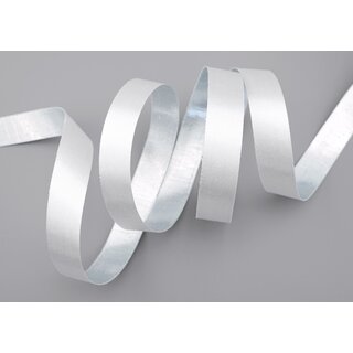 3 m x 15 mm Satinband Zweiseitig WEISS Silber glnzende Innenseite Schleifenband aus Satin ohne Draht Geschenkband Dekoband 