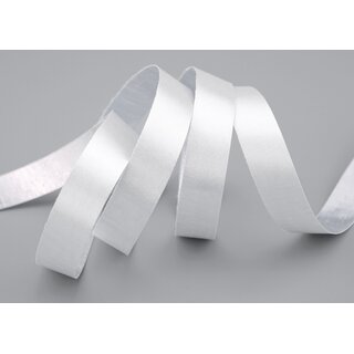 3 m x 15 mm Satinband Zweiseitig WEISS Silber glnzende Innenseite Schleifenband aus Satin ohne Draht Geschenkband Dekoband 