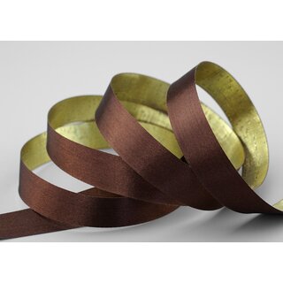 20 m x 15 mm Satinband Zweiseitig ANTHRAZIT Gold glnzende Innenseite Schleifenband aus Satin ohne Draht Geschenkband Dekoband