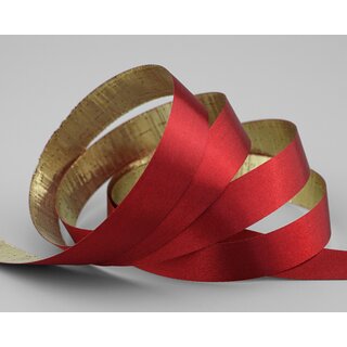 20 m x 15 mm Satinband Zweiseitig BORDEAUX Gold glnzende Innenseite Schleifenband aus Satin Rot ohne Draht Geschenkband Dekoband 