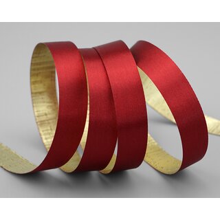 20 m x 15 mm Satinband Zweiseitig BORDEAUX Gold glnzende Innenseite Schleifenband aus Satin Rot ohne Draht Geschenkband Dekoband 