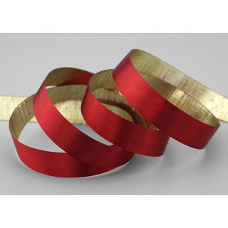 20 m x 15 mm Satinband Zweiseitig BORDEAUX Gold glnzende Innenseite Schleifenband aus Satin Rot ohne Draht Geschenkband Dekoband 