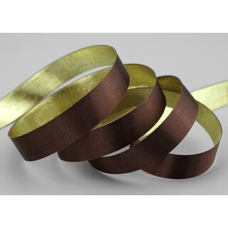20 m x 15 mm Satinband Zweiseitig DUNKELBRAUN Gold glnzende Innenseite Braun Schleifenband aus Satin ohne Draht Geschenkband Dekoband