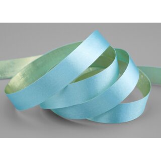 20 m x 15 mm Satinband Zweiseitig HELLBLAU Gold glnzende Innenseite Schleifenband aus Satin ohne Draht Geschenkband Dekoband 
