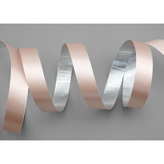 20 m x 15 mm Satinband Zweiseitig HELLROSA Apricot Silber glnzende Innenseite Schleifenband aus Satin ohne Draht Geschenkband Dekoband 