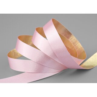 20 m x 15 mm Satinband Zweiseitig ROSA Gold glnzende Innenseite Schleifenband aus Satin ohne Draht Geschenkband Dekoband 