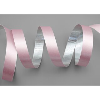 20 m x 15 mm Satinband Zweiseitig ROSA Silber glnzende Innenseite Schleifenband aus Satin ohne Draht Geschenkband Dekoband 