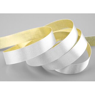 20 m x 15 mm Satinband Zweiseitig WEISS Gold glnzende Innenseite Schleifenband aus Satin ohne Draht Geschenkband Dekoband 