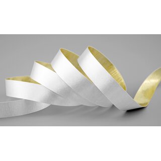 20 m x 15 mm Satinband Zweiseitig WEISS Gold glnzende Innenseite Schleifenband aus Satin ohne Draht Geschenkband Dekoband 