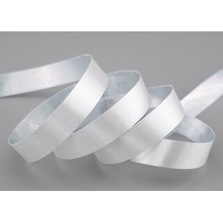 20 m x 15 mm Satinband Zweiseitig WEISS Silber glnzende Innenseite Schleifenband aus Satin ohne Draht Geschenkband Dekoband 