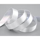 20 m x 15 mm Satinband Zweiseitig WEISS Silber glnzende...