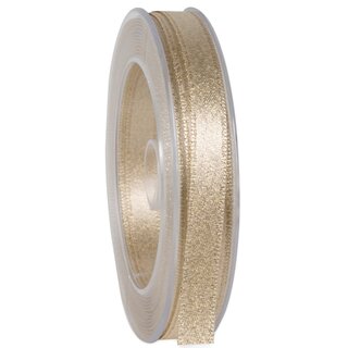 3 m x 10 mm Satinband Schimmer mit Lurex Creme Gold doppelseitiges aus Satin ohne Draht weich und glnzend Geschenkband Dekoband Weihnachten