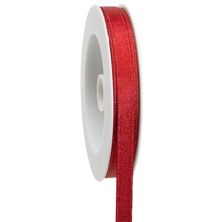 3 m x 10 mm Satinband Schimmer mit Lurex Rot Gold doppelseitiges aus Satin ohne Draht weich und glnzend Geschenkband Dekoband Weihnachten