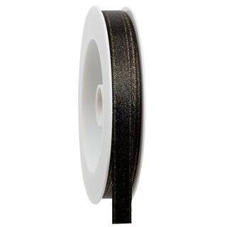 3 m x 10 mm Satinband Schimmer mit Lurex Schwarz Gold doppelseitiges aus Satin ohne Draht weich und glnzend Geschenkband Dekoband Weihnachten