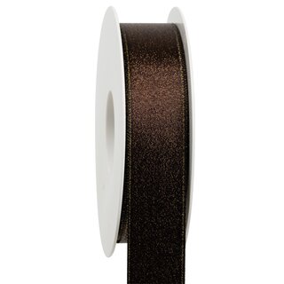 3 m x 25 mm Satinband Schimmer mit Lurex Braun Dunkelbraun Gold doppelseitiges aus Satin ohne Draht weich und glnzend Geschenkband Dekoband Weihnachten