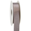 3 m x 25 mm Satinband Schimmer mit Lurex Taupe Silber...