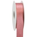 20 m x 25 mm Satinband Schimmer mit Lurex Altrosa Rosa...