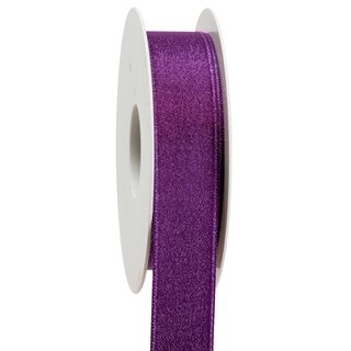 20 m x 25 mm Satinband Schimmer mit Lurex Lila Violett Silber doppelseitiges aus Satin ohne Draht weich und glnzend Geschenkband Dekoband Weihnachten