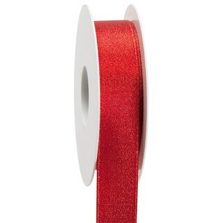 20 m x 25 mm Satinband Schimmer mit Lurex Rot Gold doppelseitiges aus Satin ohne Draht weich und glnzend Geschenkband Dekoband Weihnachten
