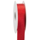 20 m x 25 mm Satinband Schimmer mit Lurex Rot Gold...