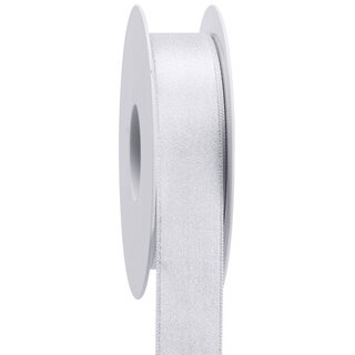20 m x 25 mm Satinband Schimmer mit Lurex Weiss Silber doppelseitiges aus Satin ohne Draht weich und glnzend Geschenkband Dekoband Weihnachten