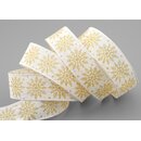 3 m x 25 mm Dekoband ADAM Scheeflocken Creme Gold Glitzer...