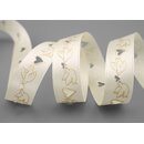 3 m x 25 mm Dekoband Wedding Taube Creme Gold Gestanzt...
