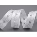 20 m x 25 mm Dekoband Wedding Taube Weiss Gold Gestanzt...