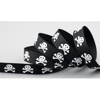 3 m x 15 mm Dekoband Totenkopf Piraten Halloween Kindergeburtstag Jungen Schwarz Weiss Piratenflagge Schdel mit Knochen Schleifenband
