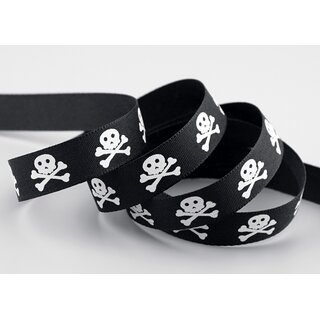 3 m x 15 mm Dekoband Totenkopf Piraten Halloween Kindergeburtstag Jungen Schwarz Weiss Piratenflagge Schdel mit Knochen Schleifenband