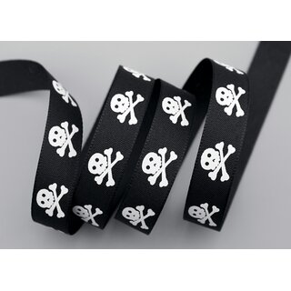 3 m x 15 mm Dekoband Totenkopf Piraten Halloween Kindergeburtstag Jungen Schwarz Weiss Piratenflagge Schdel mit Knochen Schleifenband