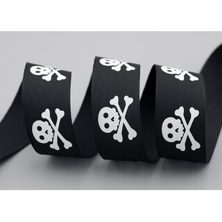 3 m x 25 mm Dekoband Totenkopf Piraten Halloween Kindergeburtstag Jungen Schwarz Weiss Piratenflagge Schdel mit Knochen Schleifenband