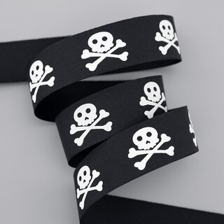 3 m x 25 mm Dekoband Totenkopf Piraten Halloween Kindergeburtstag Jungen Schwarz Weiss Piratenflagge Schdel mit Knochen Schleifenband