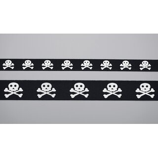 20 m x 25 mm Dekoband Totenkopf Piraten Halloween Kindergeburtstag Jungen Schwarz Weiss Piratenflagge Schdel mit Knochen Schleifenband