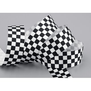 3 m x 25 mm Dekoband Finish LINE Weiss Schwarz ohne Draht Zielstrich Motorsport Sport Raster Flag Kinder Geburtstag Party Jungen