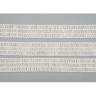 10 m x 25 mm NETZBAND Baumwolle CREME Ivory STREIFEN Spitzenband Baumwollband Spitze Geschenkband zum Annhen Dekorieren
