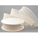 10 m x 25 mm NETZBAND Baumwolle CREME Ivory KARO...